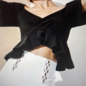 CARBON 38 BLACK RUFFLED PEPLUM TOP!👚👍🎁🥰